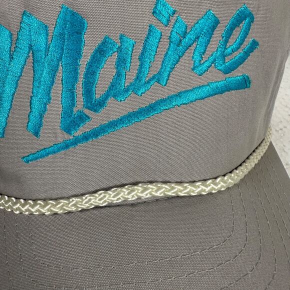 Vintage Maine Snapback Hat Gray Blue Embroidered Adjustable 80's Trucker - Picture 3 of 8